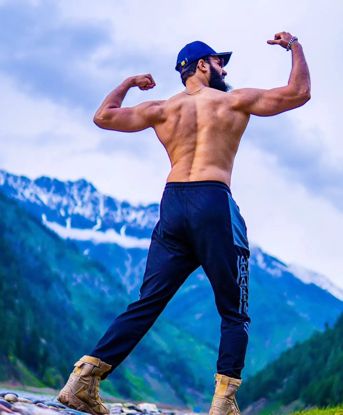 Athletic Wolf coach training outdoors