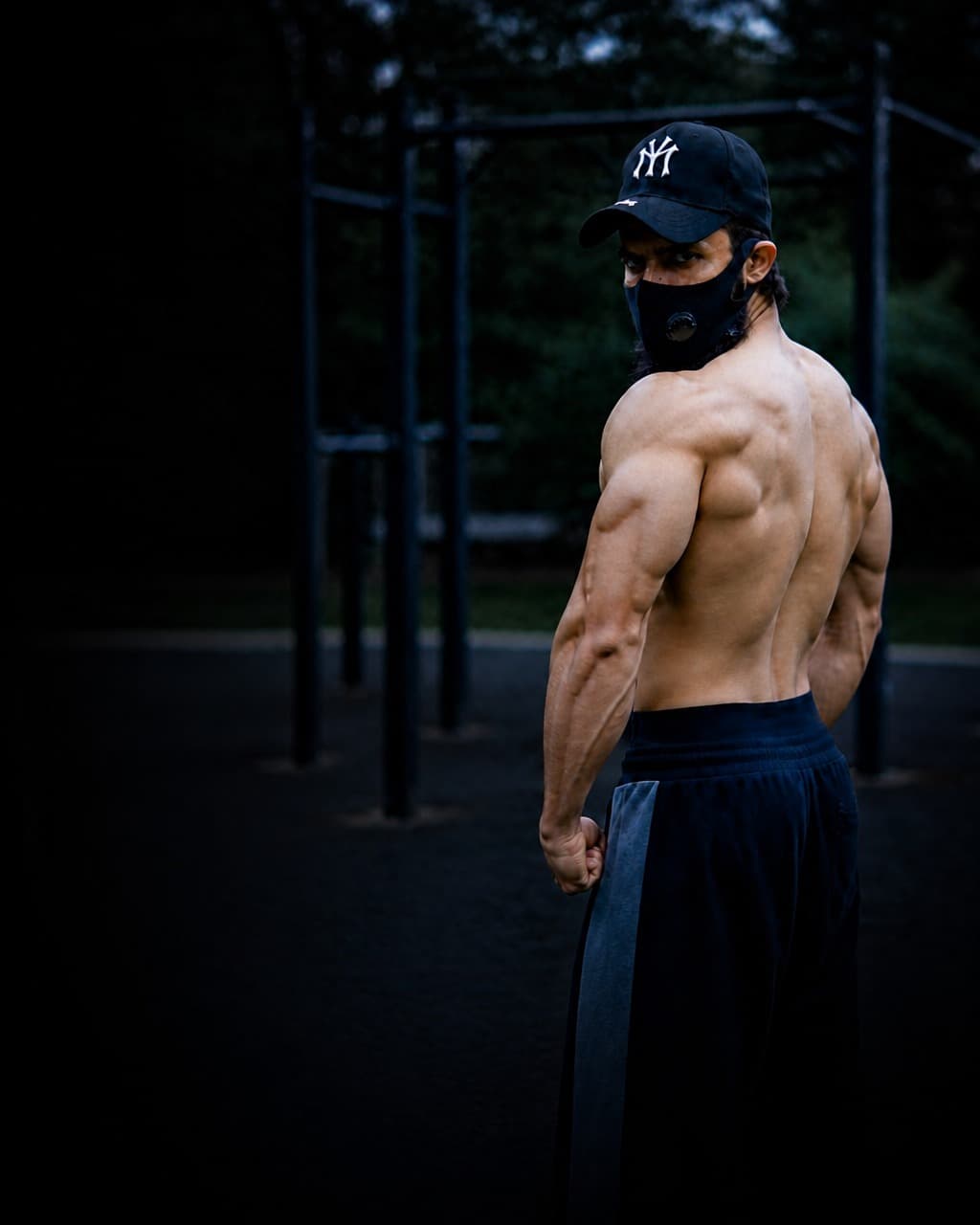 Athletic Wolf coach at outdoor training park