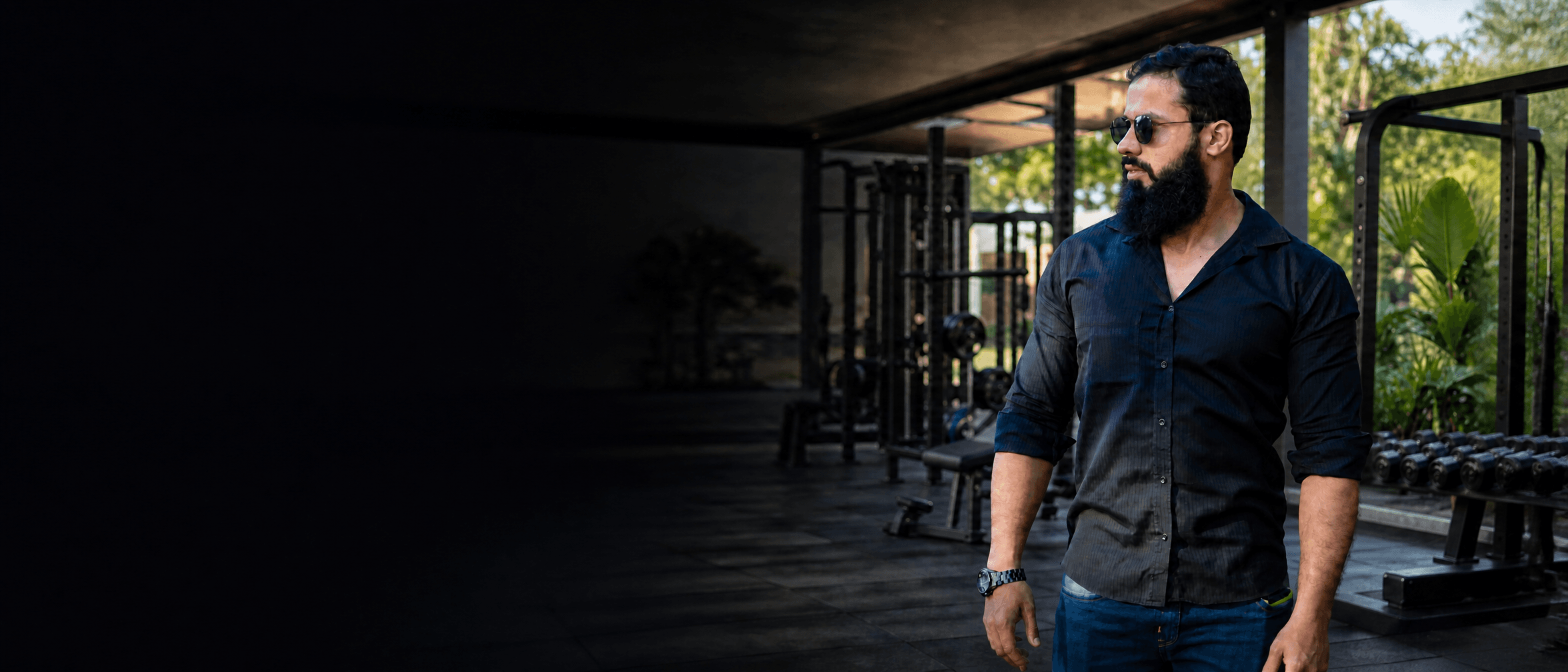 Athletic Wolf coach training outdoors